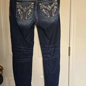 Miss Me Dark Blue Skinny Jeans with Embroidery